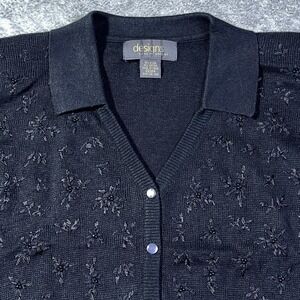 Lane Bryant Designs Beaded Cardigan Women's Sweater Plus Size Black Floral 22/24